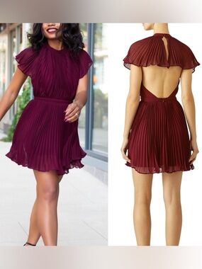 Keepsake New w $170 Tags Women’s Burgundy Red Short Sleeve Dress size Medium